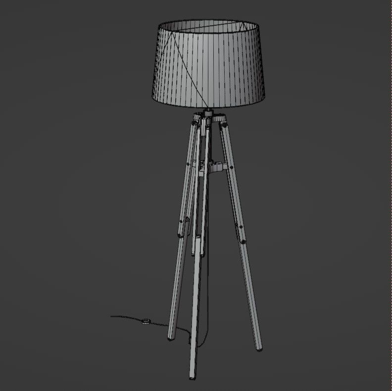 Tripod floor lamp Low-poly 3D model_29