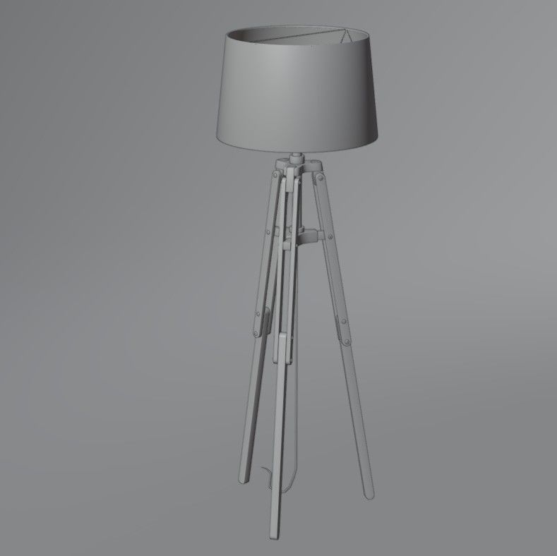 Tripod floor lamp Low-poly 3D model_15