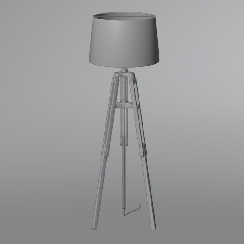 Tripod floor lamp Low-poly 3D model_17