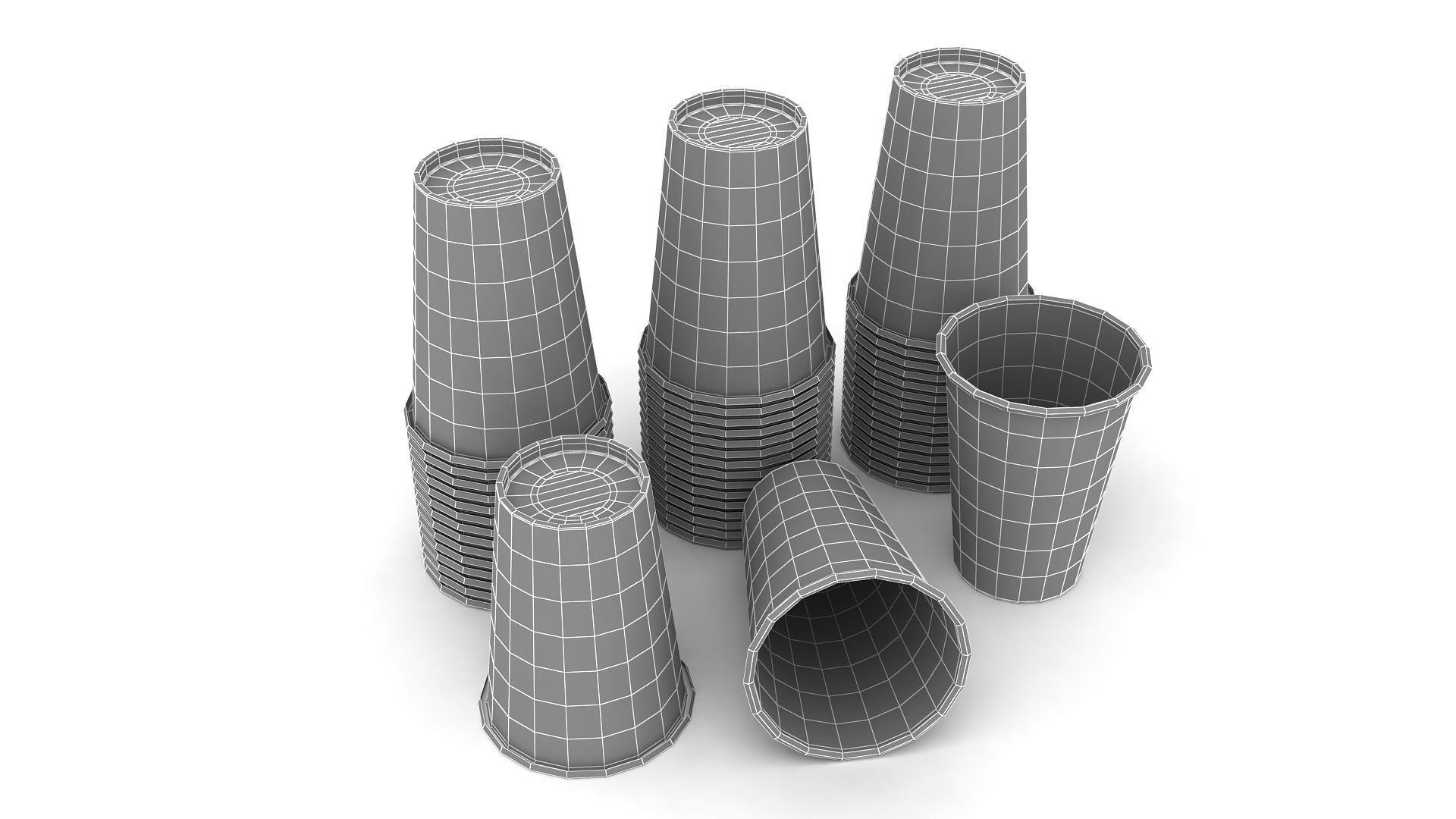 Stack Of Paper Cups 3D model_5