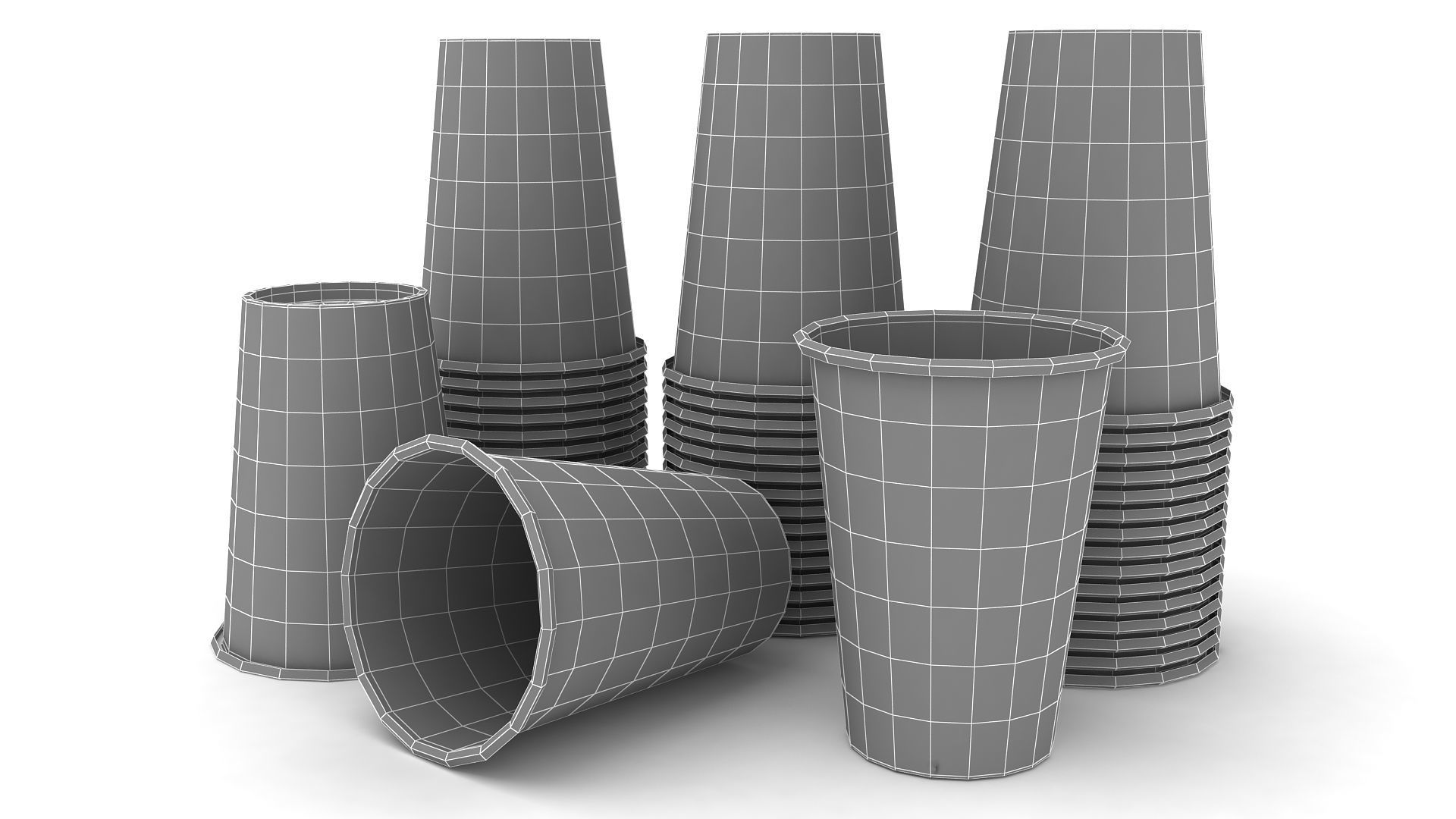 Stack Of Paper Cups 3D model_4