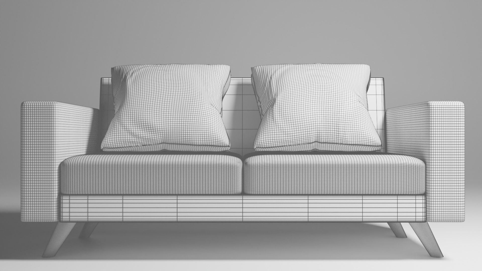 Mid-Century Modern Loveseat Sofa 3D Model Low-poly 3D model_6
