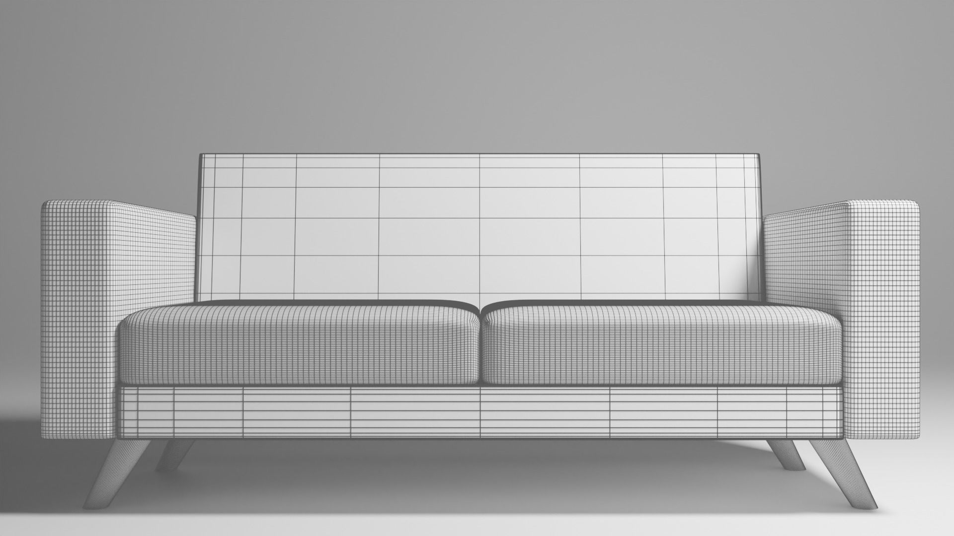 Mid-Century Modern Loveseat Sofa 3D Model Low-poly 3D model_8