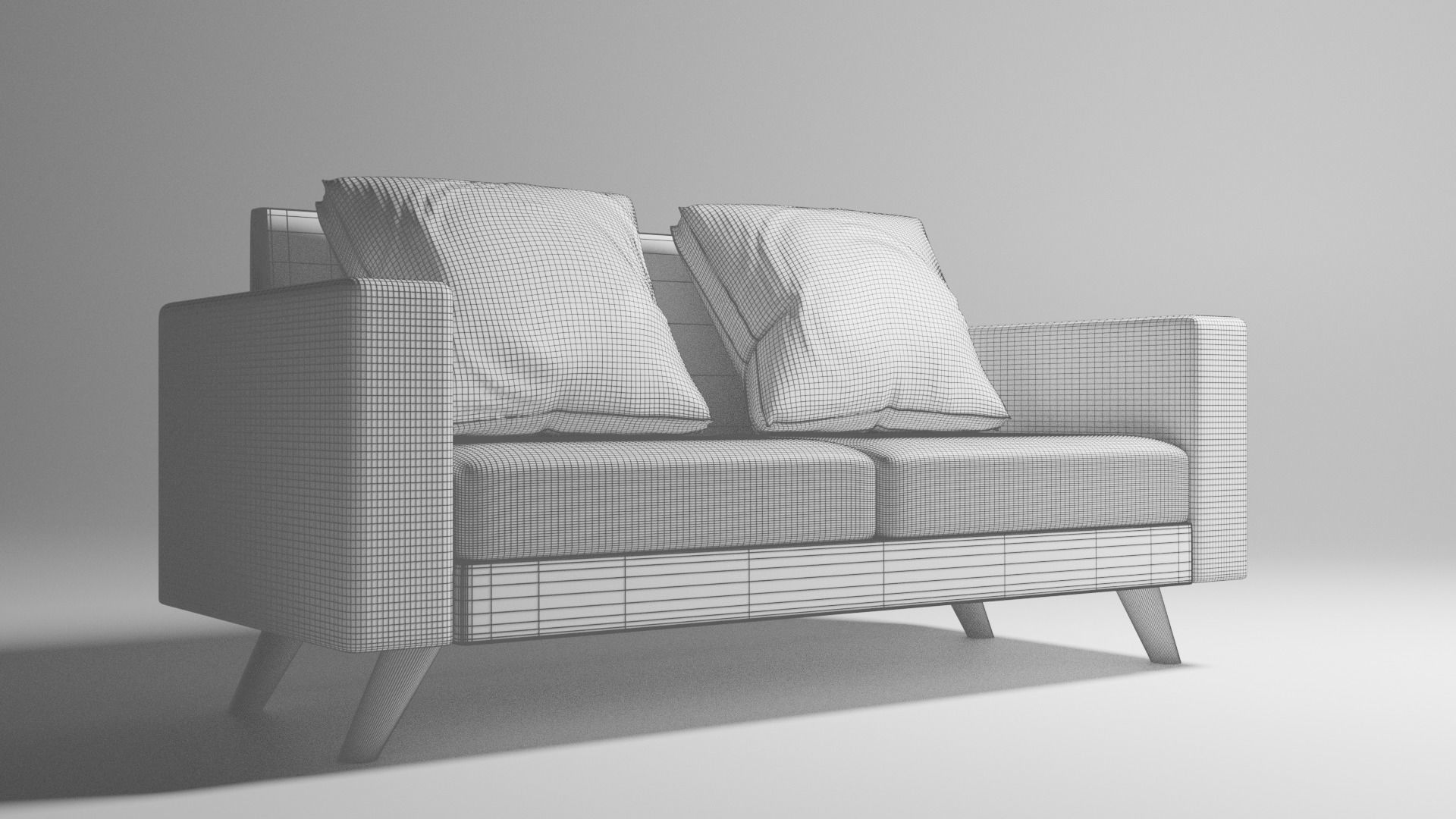 Mid-Century Modern Loveseat Sofa 3D Model Low-poly 3D model_7