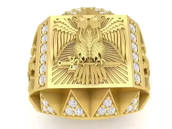 luxury diamond eagle and sword men ring 3648