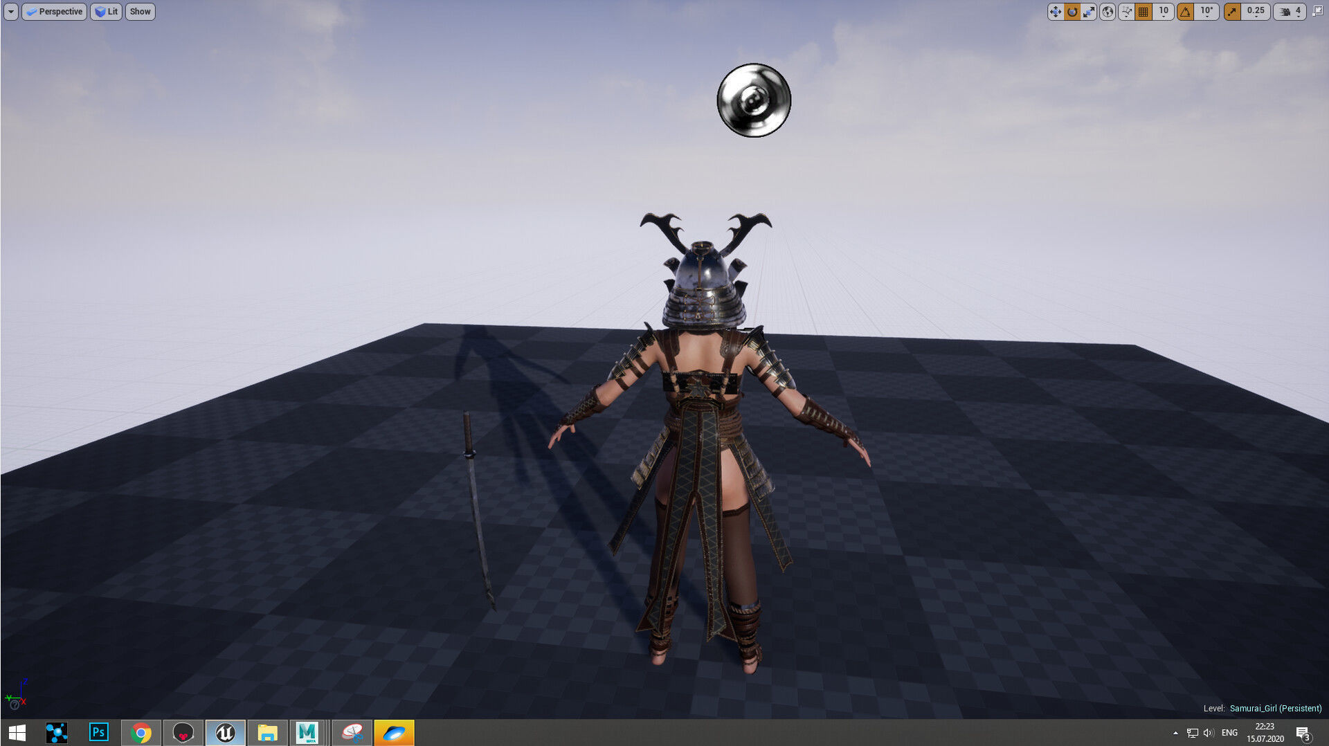 Samurai Girl Low-poly 3D model_11