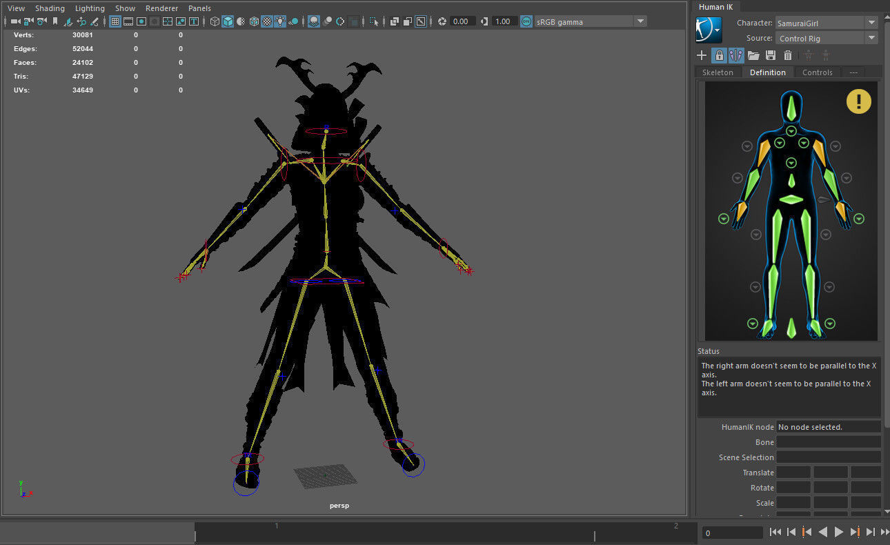 Samurai Girl Low-poly 3D model_10