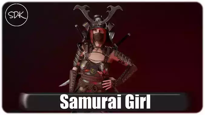 Samurai Girl Low-poly 3D model