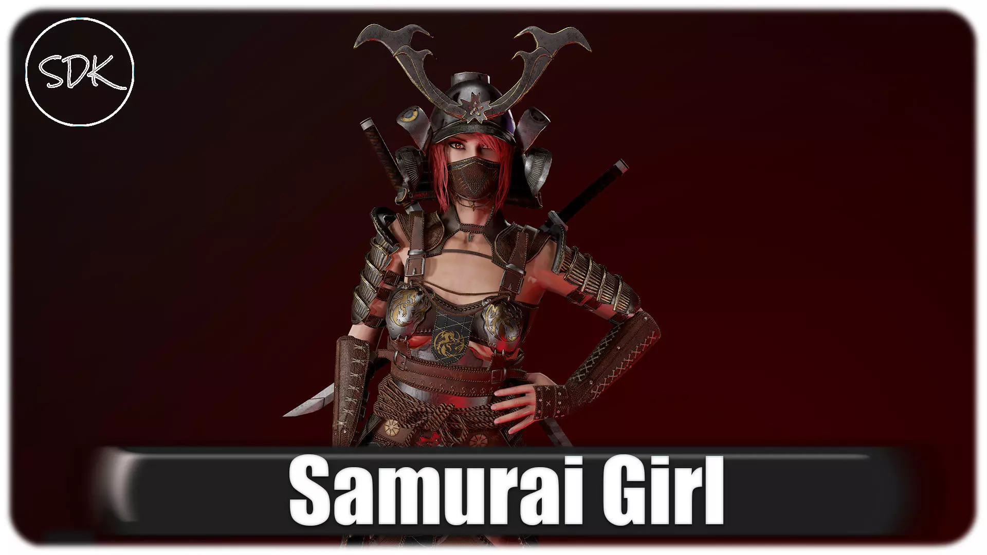 Samurai Girl Low-poly 3D model_0