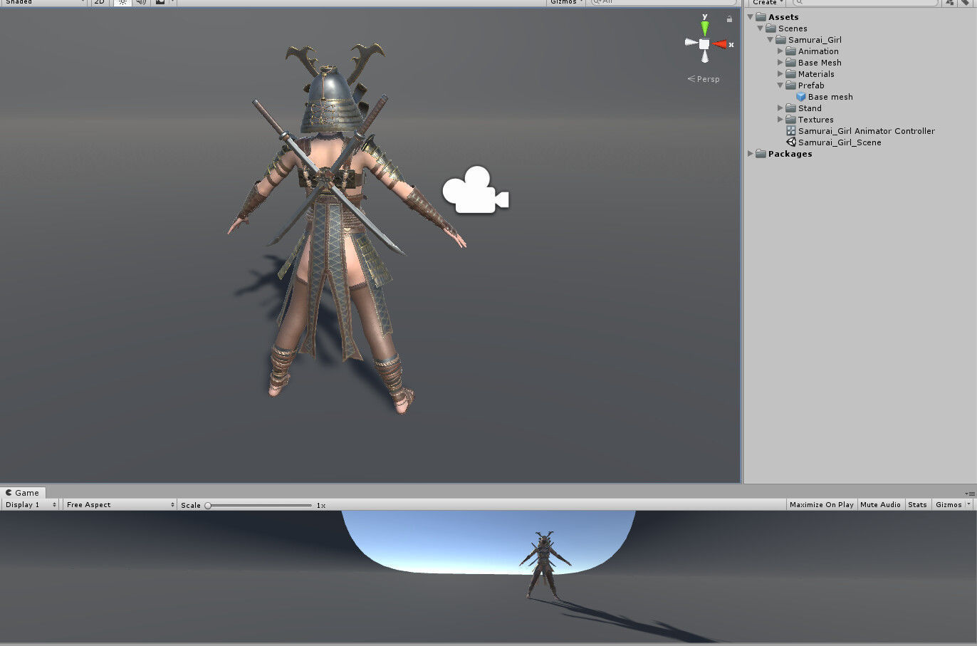 Samurai Girl Low-poly 3D model_14