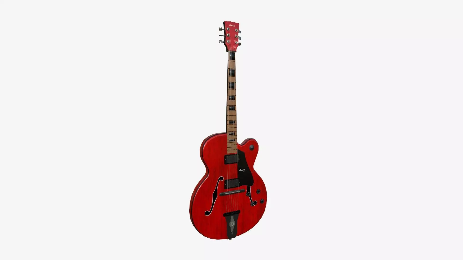 Electric Guitar J01 Red - Music Instrument Design Low-poly 3D model_0