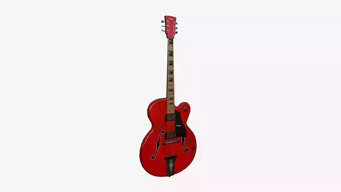 Electric Guitar J01 Red - Music Instrument Design Low-poly 3D model