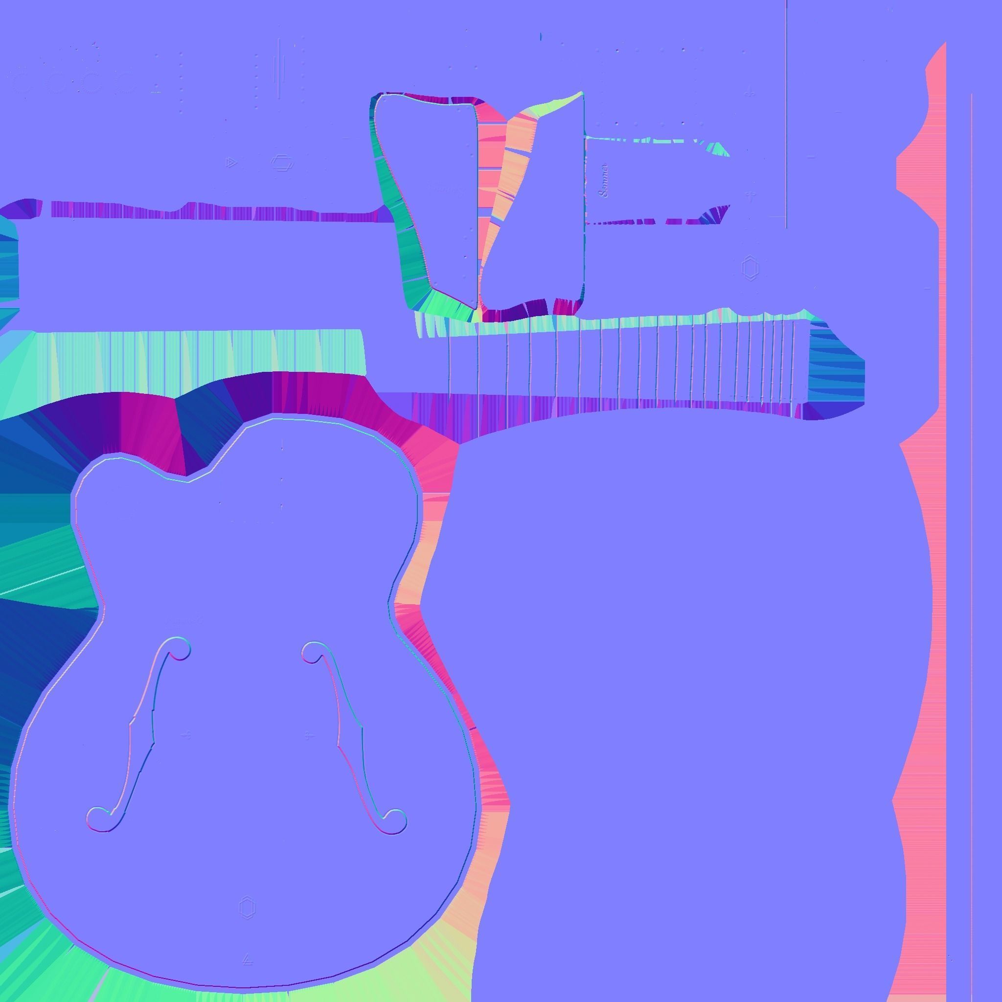 Electric Guitar J01 Red - Music Instrument Design Low-poly 3D model_23