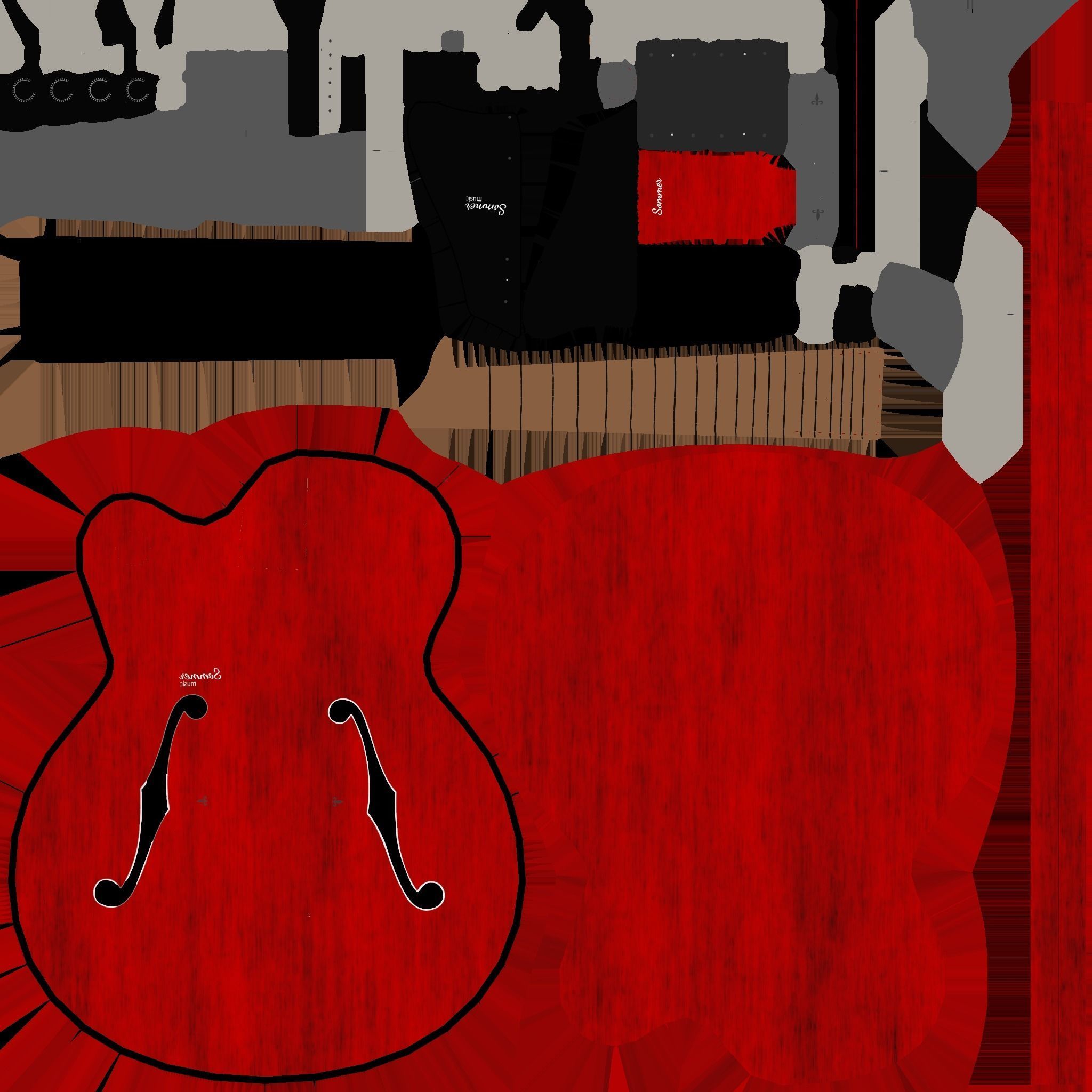 Electric Guitar J01 Red - Music Instrument Design Low-poly 3D model_20