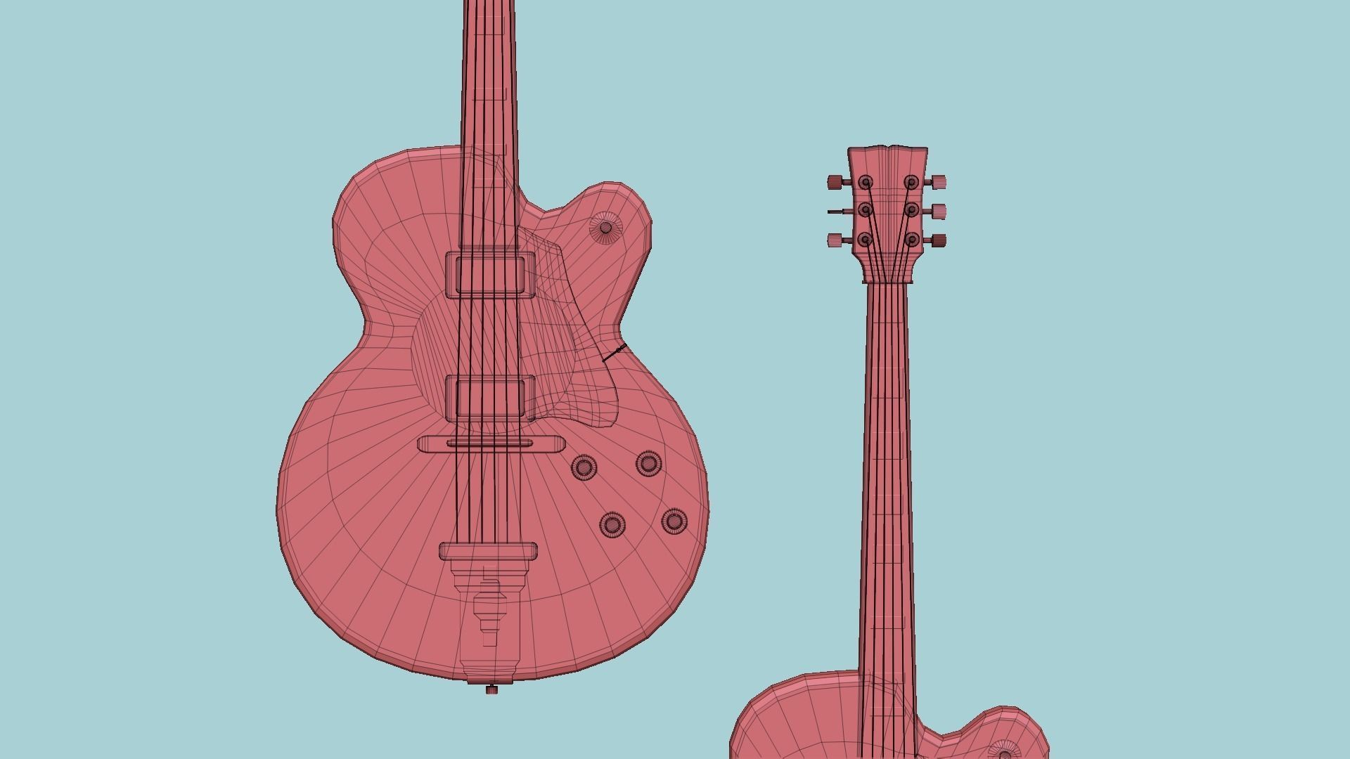 Electric Guitar J01 Red - Music Instrument Design Low-poly 3D model_17