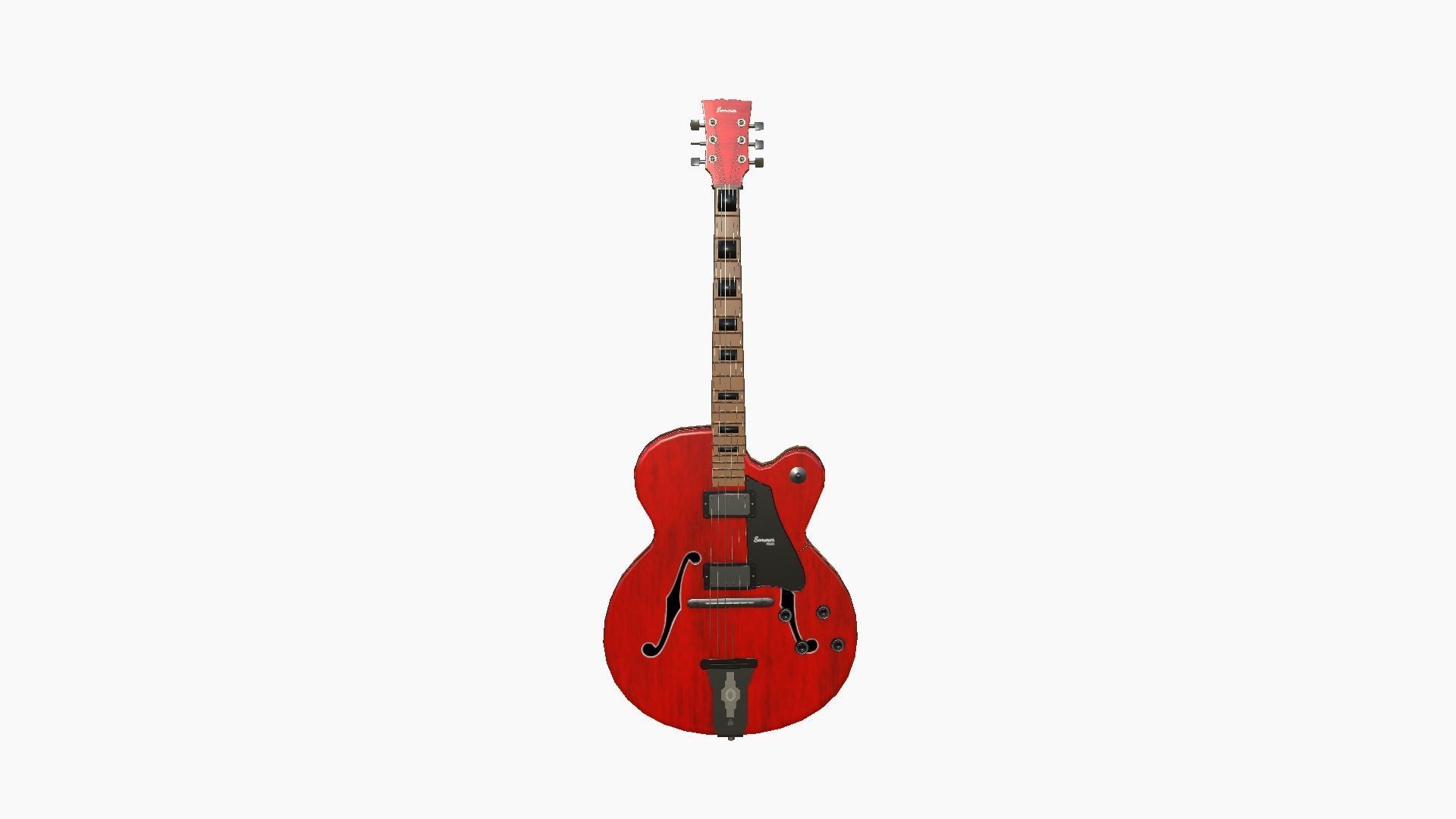 Electric Guitar J01 Red - Music Instrument Design Low-poly 3D model_1