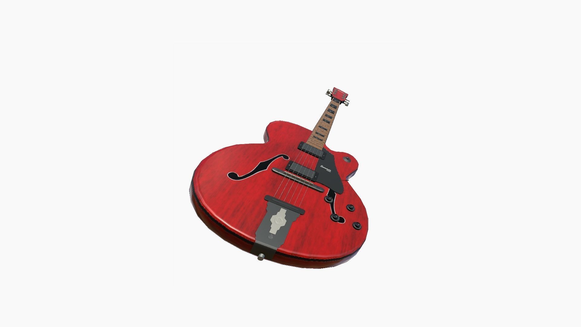 Electric Guitar J01 Red - Music Instrument Design Low-poly 3D model_2