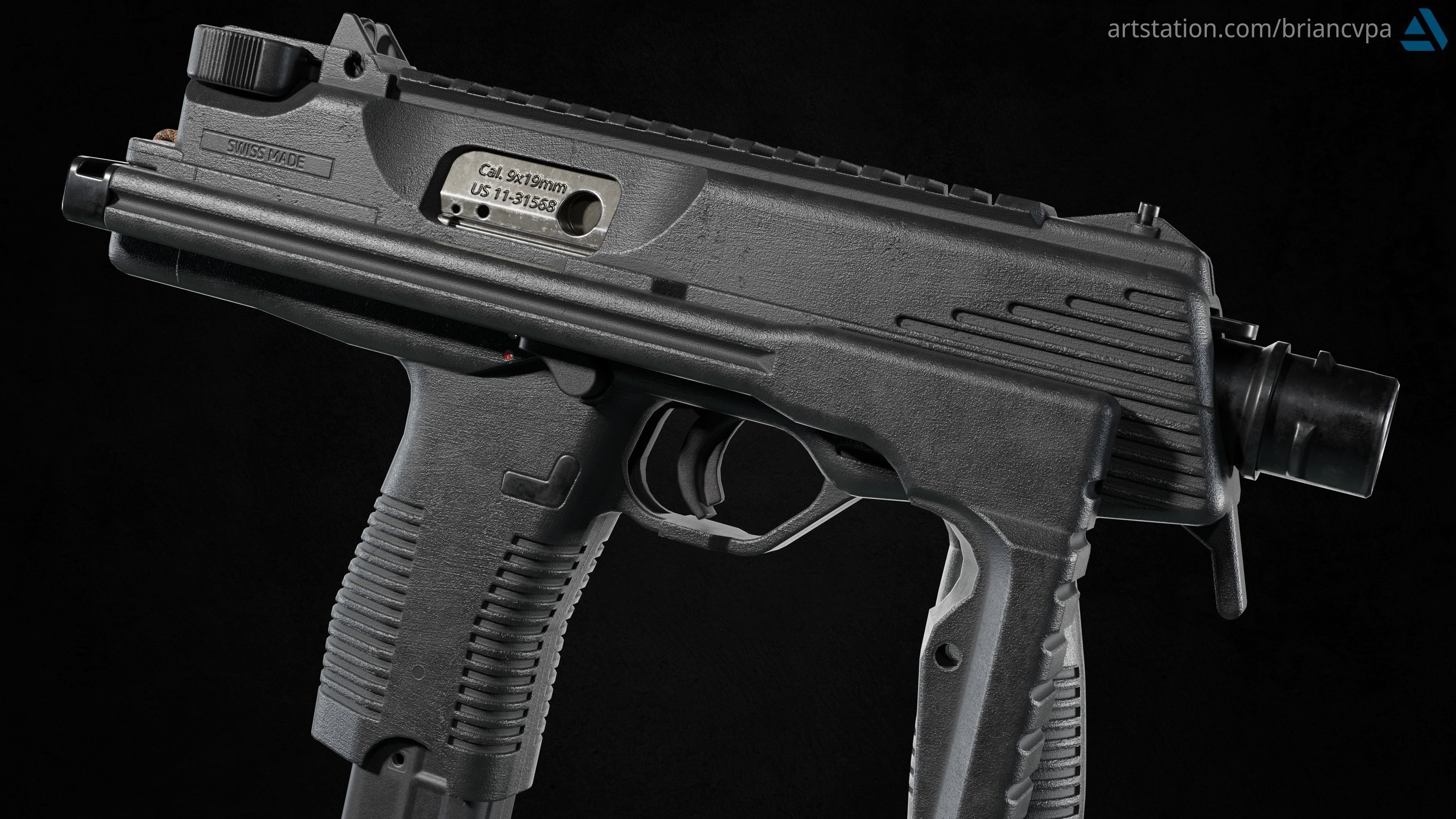 Brugger and Thomet MP9 Low-poly 3D model_3