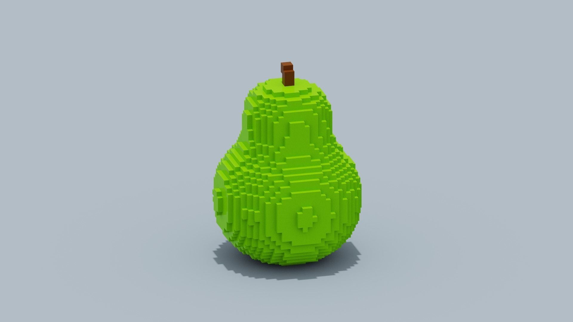 Voxel Pear Low-poly 3D model_3