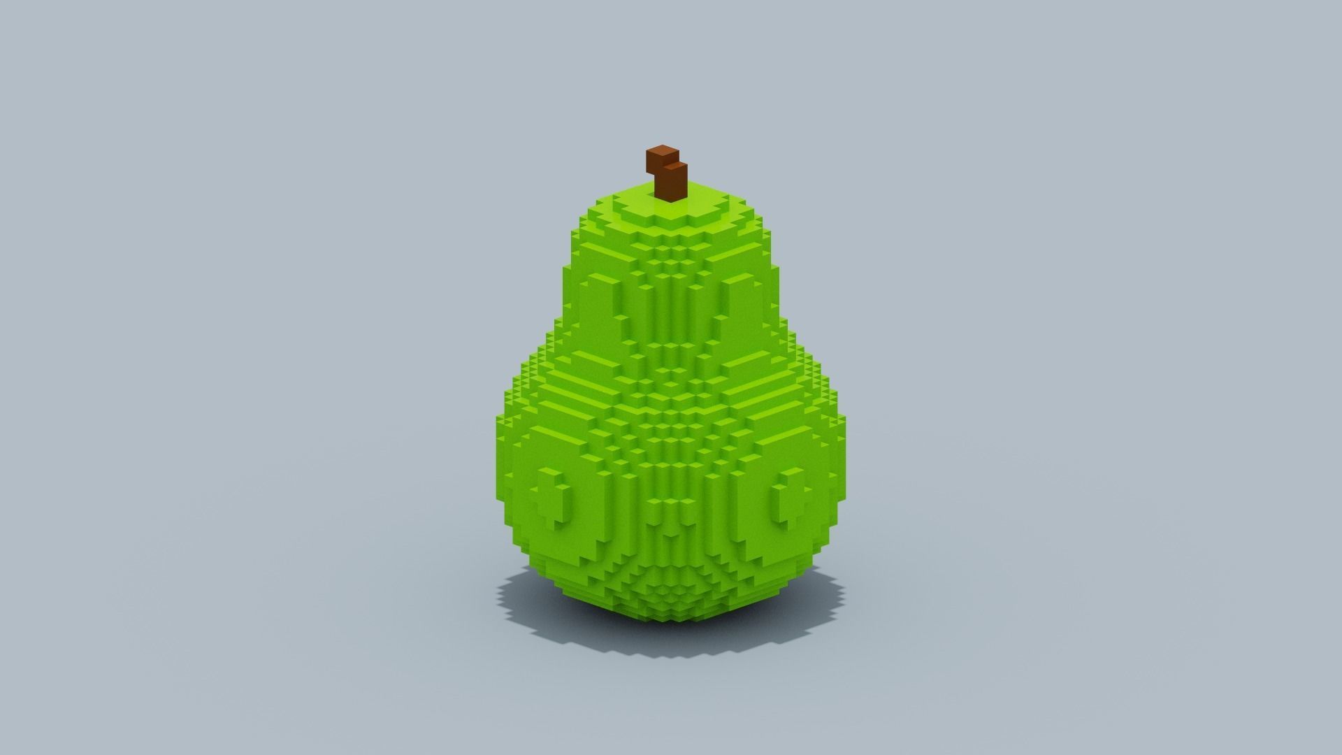 Voxel Pear Low-poly 3D model_9