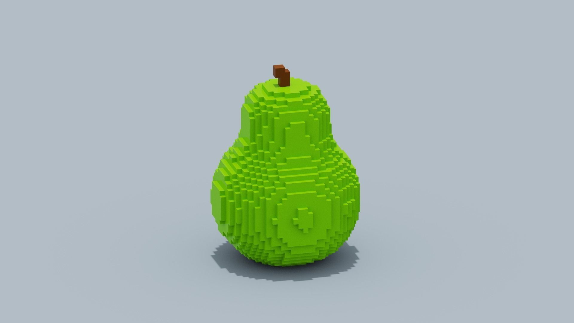 Voxel Pear Low-poly 3D model_10