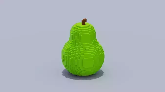 Voxel Pear Low-poly 3D model