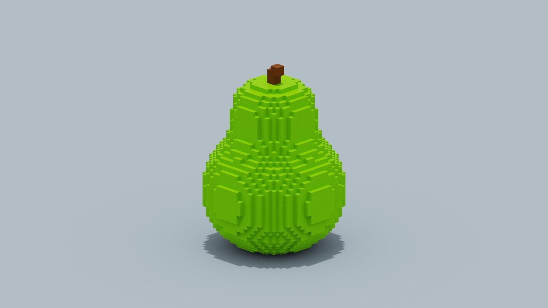 Voxel Pear Low-poly 3D model_5
