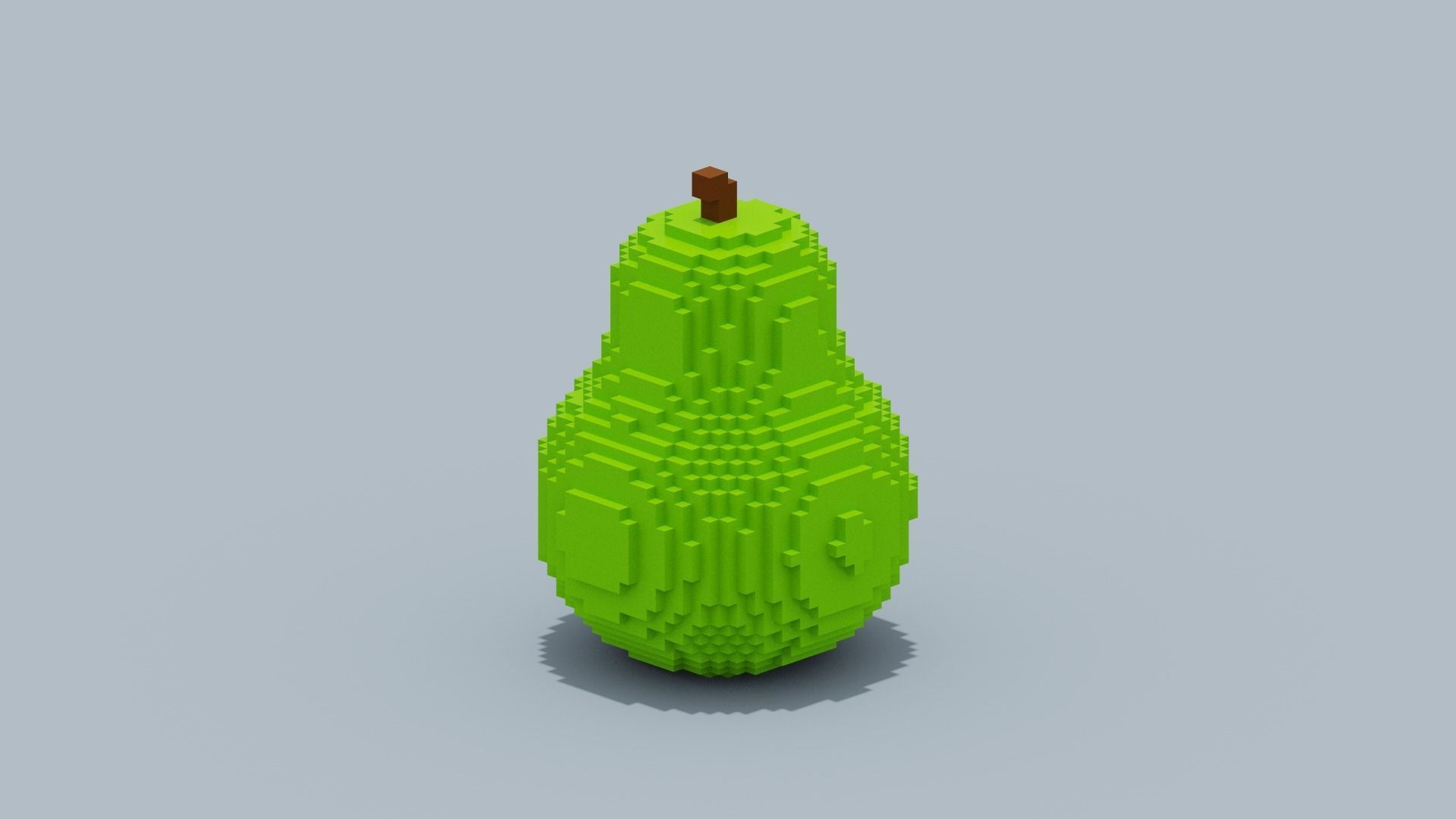 Voxel Pear Low-poly 3D model_8