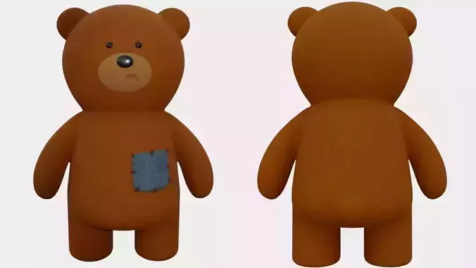 Toy Bear with PBR material Low poly