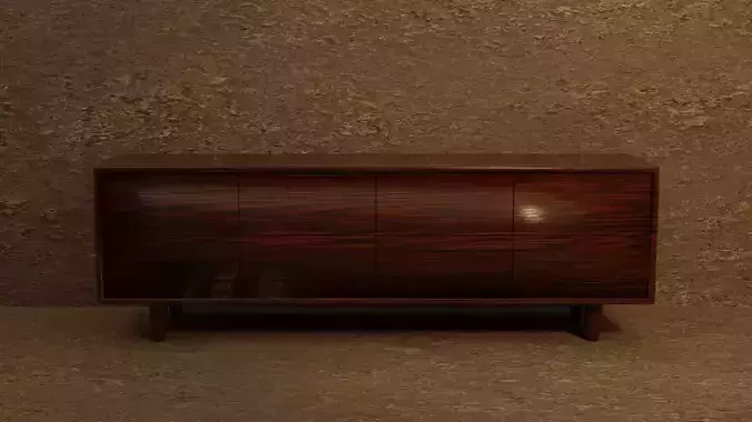 TV TABLE VINTAGE WOOD 3D MODEL low-poly