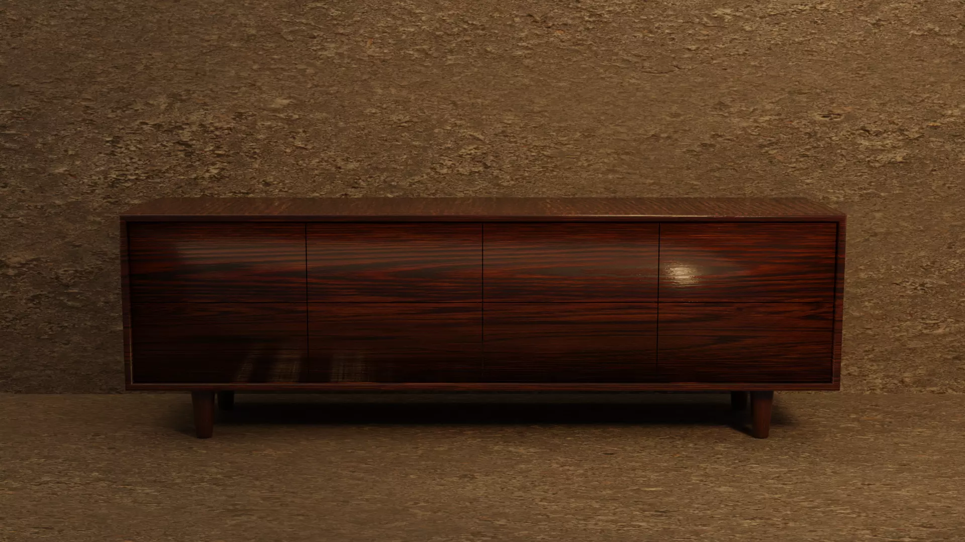 TV TABLE VINTAGE WOOD 3D MODEL low-poly 3D model