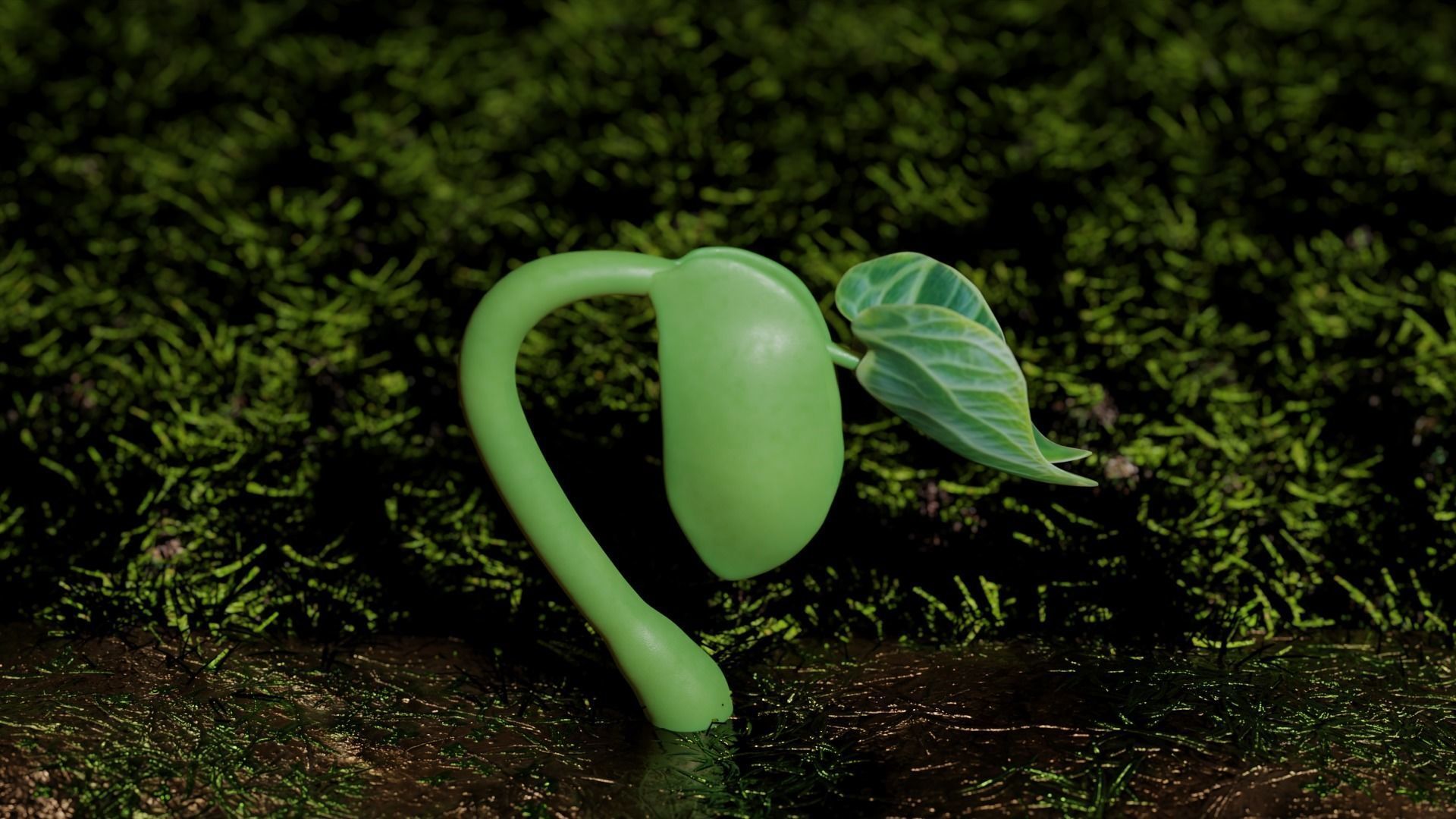 Plant sprout growing process 3D model_4