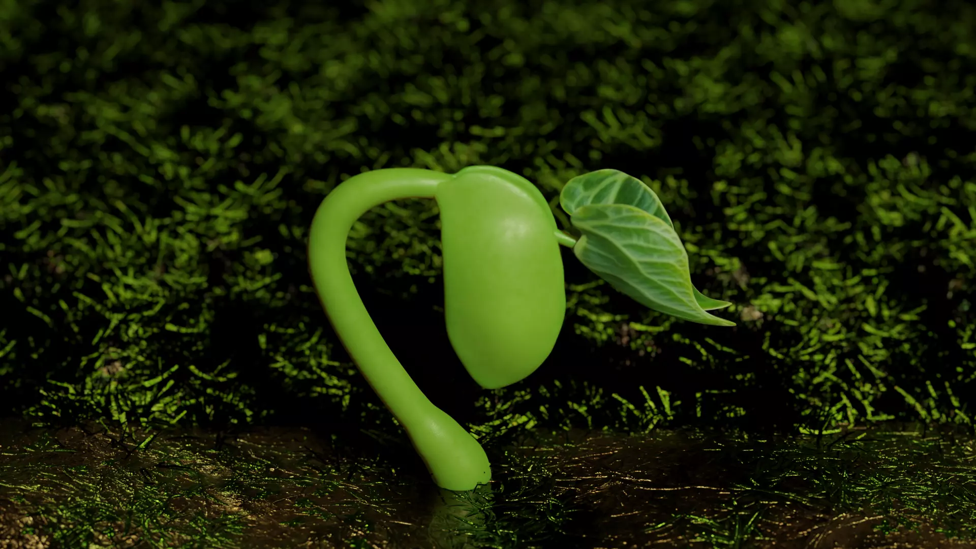 Plant sprout growing process 3D model_0