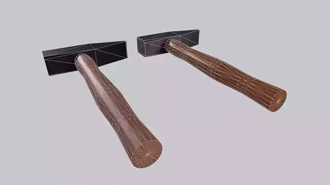 hammer two axes Low-poly 3D model