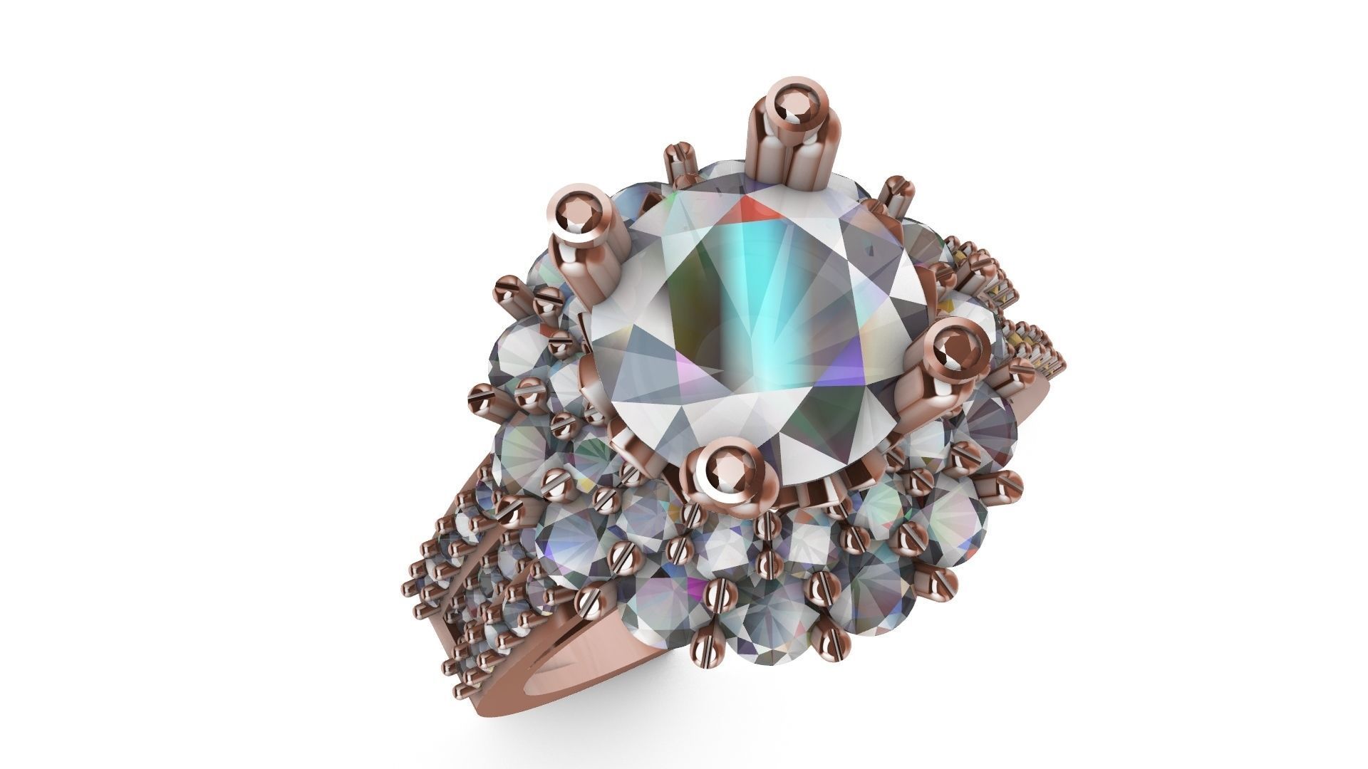 two row diamond engagement ring  stl verified 3D print model_20