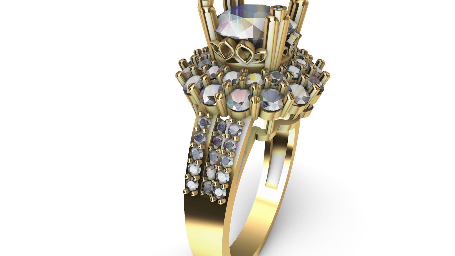 two row diamond engagement ring  stl verified 3D print model_5