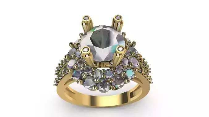 two row diamond engagement ring  stl verified