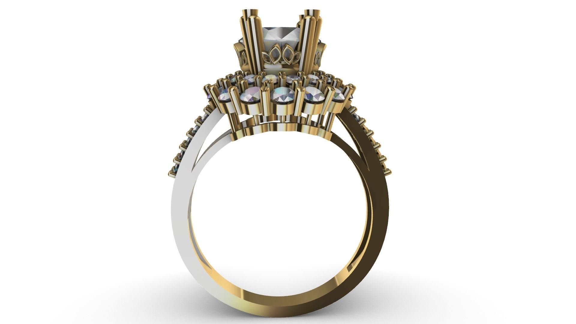 two row diamond engagement ring  stl verified 3D print model_6