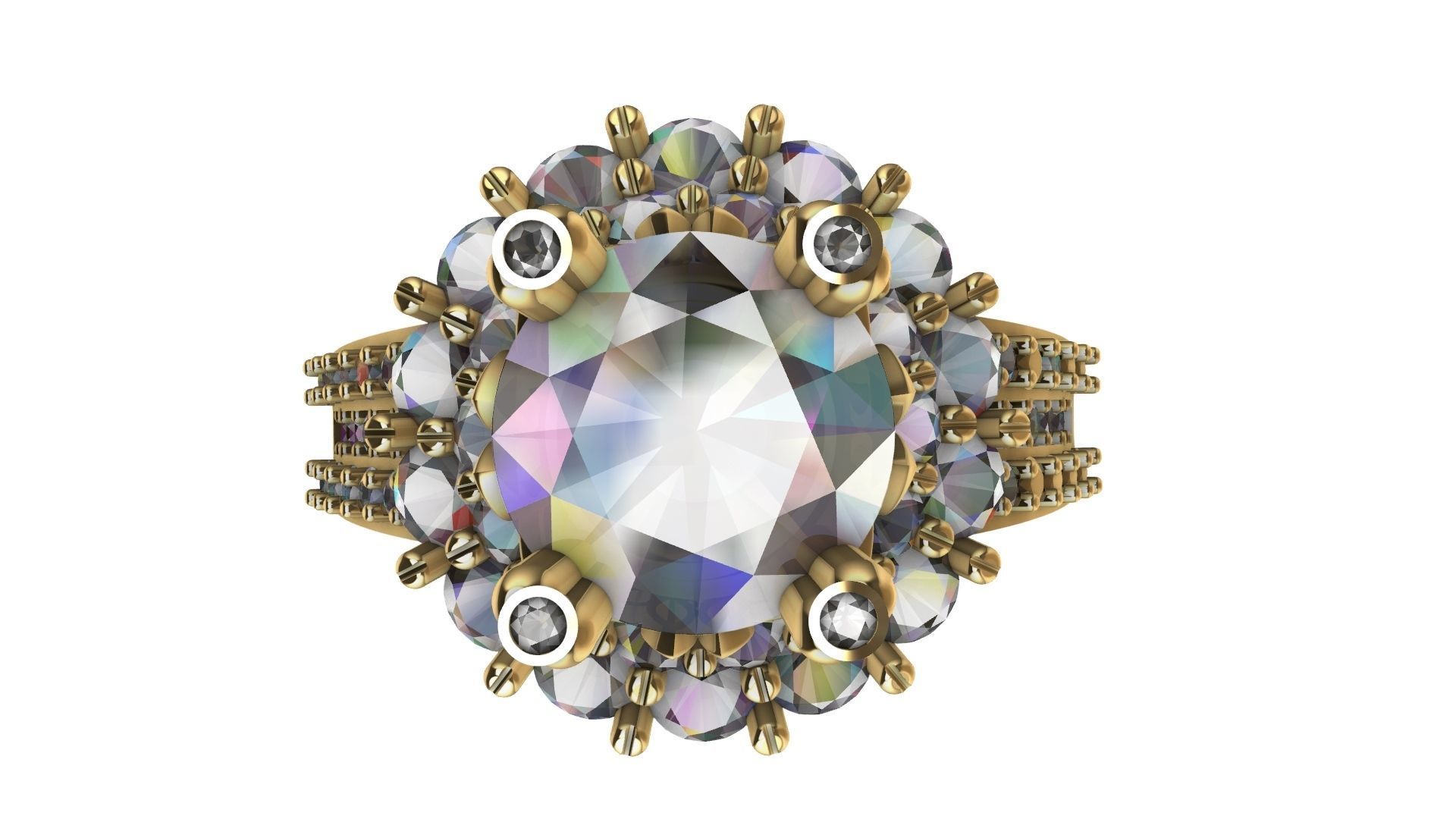 two row diamond engagement ring  stl verified 3D print model_3