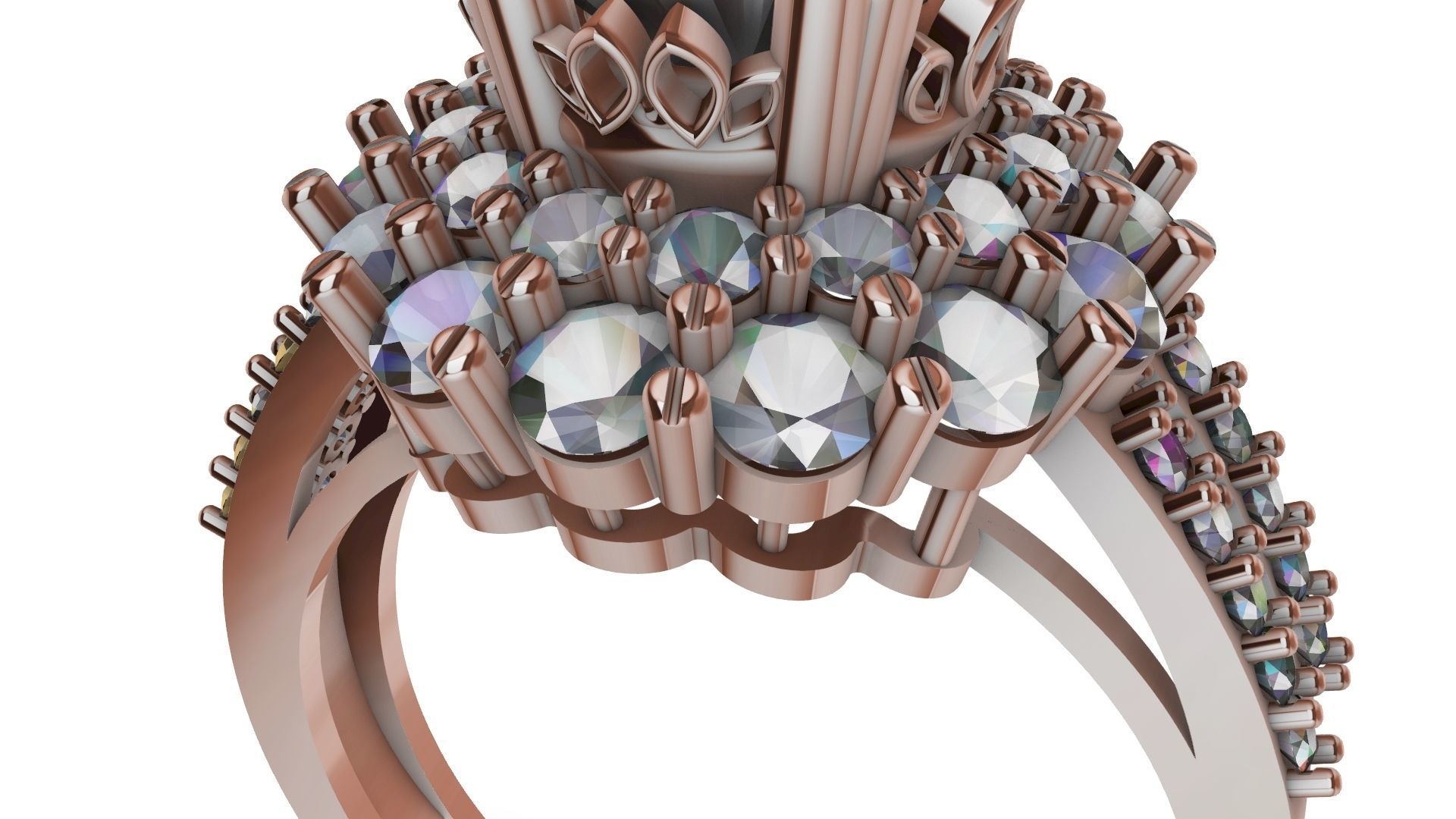 two row diamond engagement ring  stl verified 3D print model_25