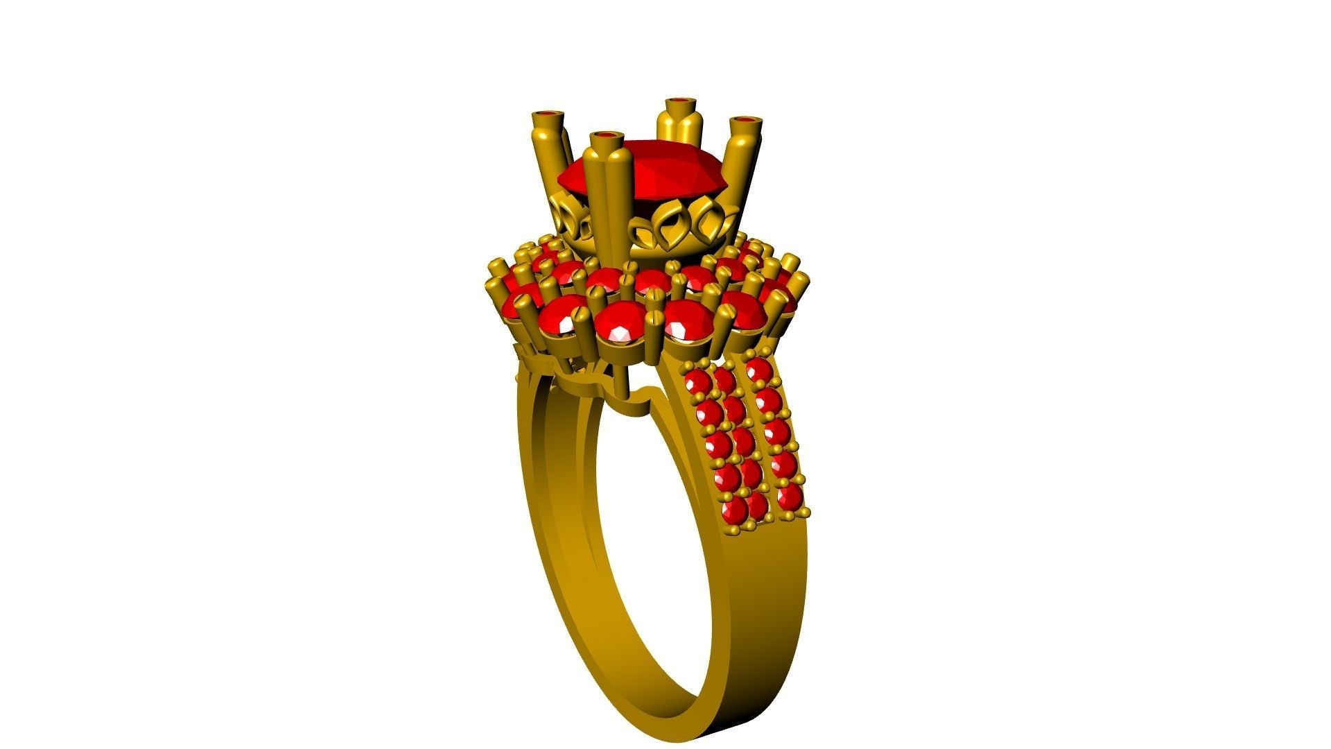 two row diamond engagement ring  stl verified 3D print model_13