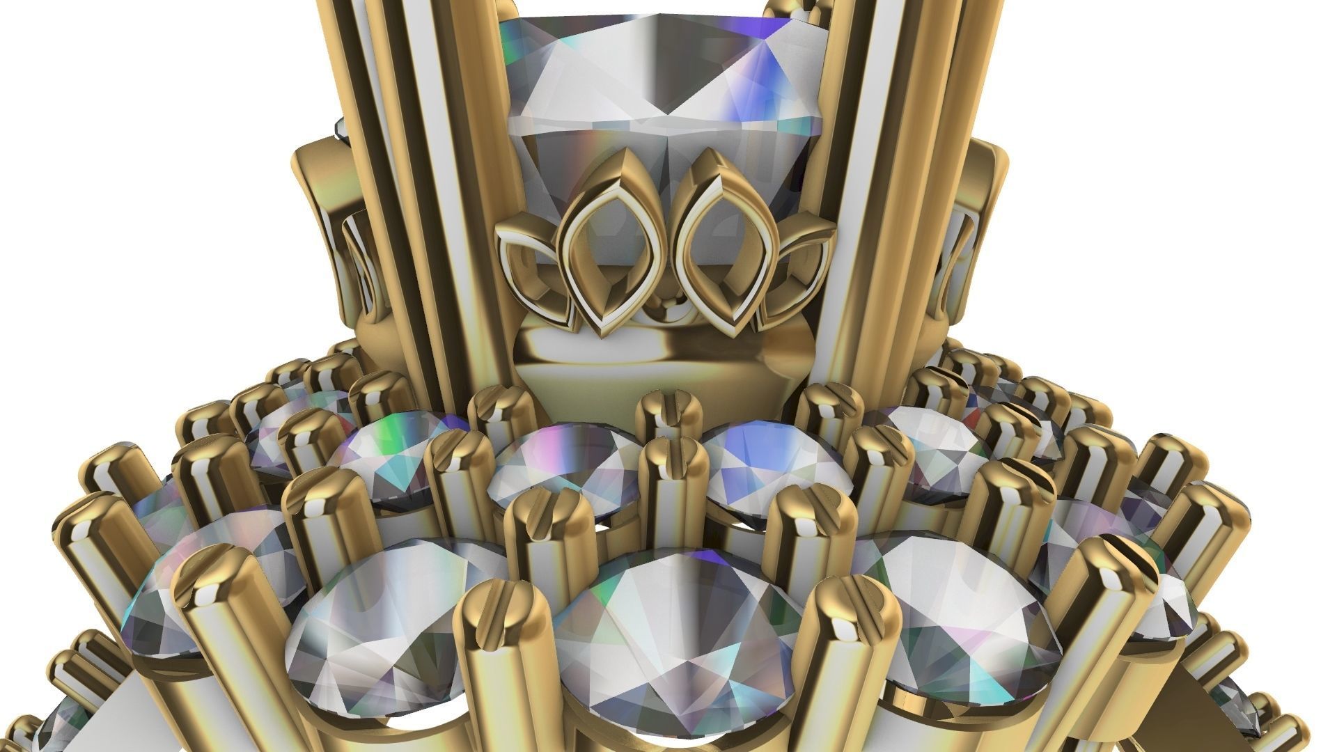 two row diamond engagement ring  stl verified 3D print model_7