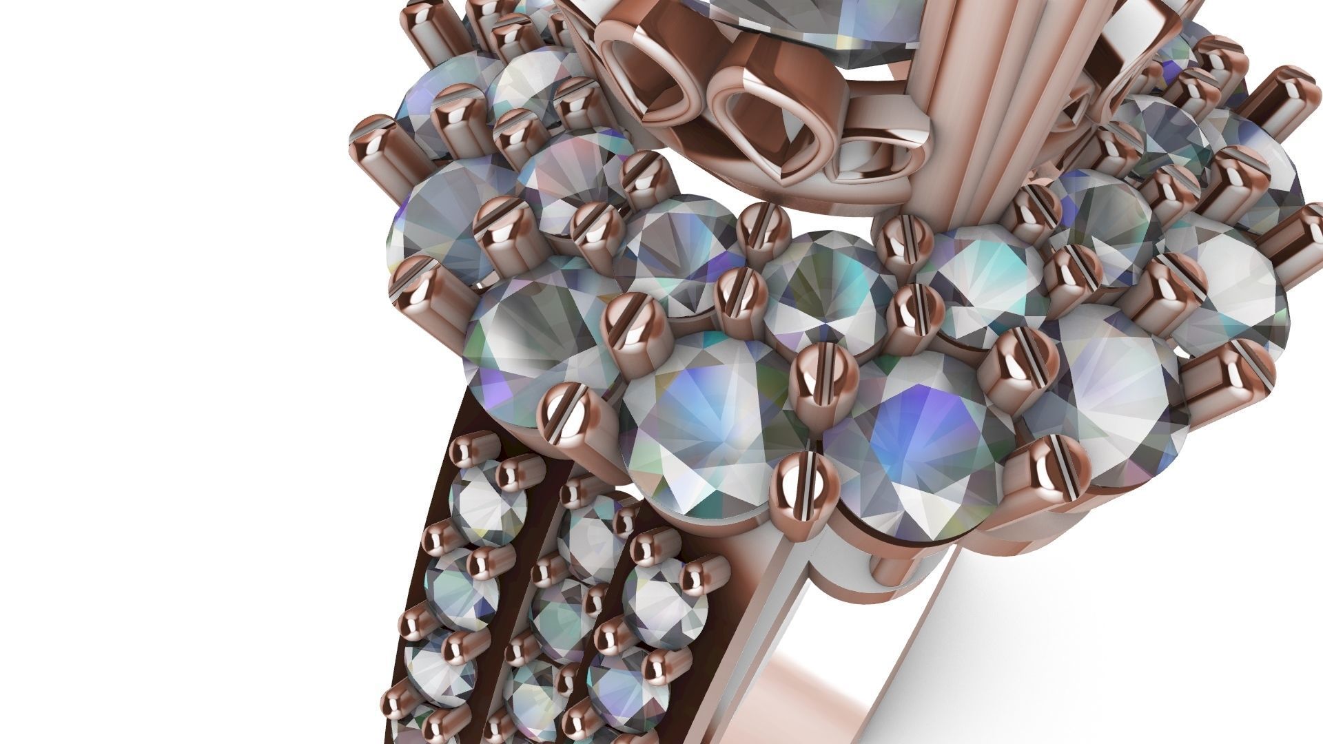 two row diamond engagement ring  stl verified 3D print model_24