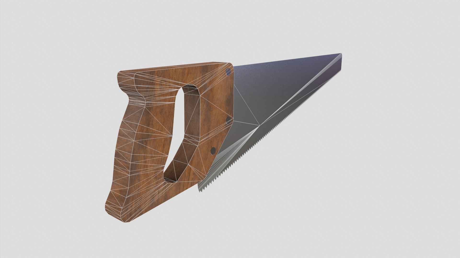 handsaw saw with wooden handle Free low-poly 3D model_6