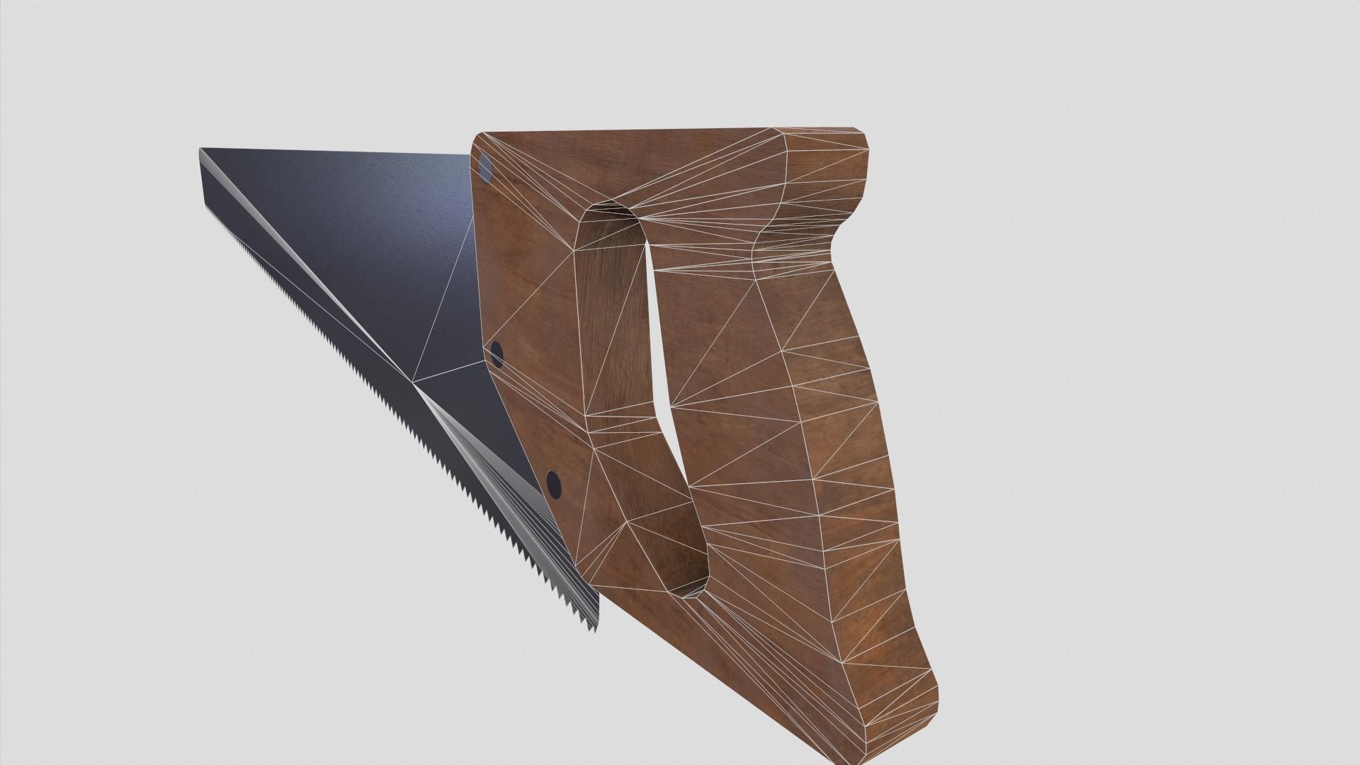 handsaw saw with wooden handle Free low-poly 3D model_3