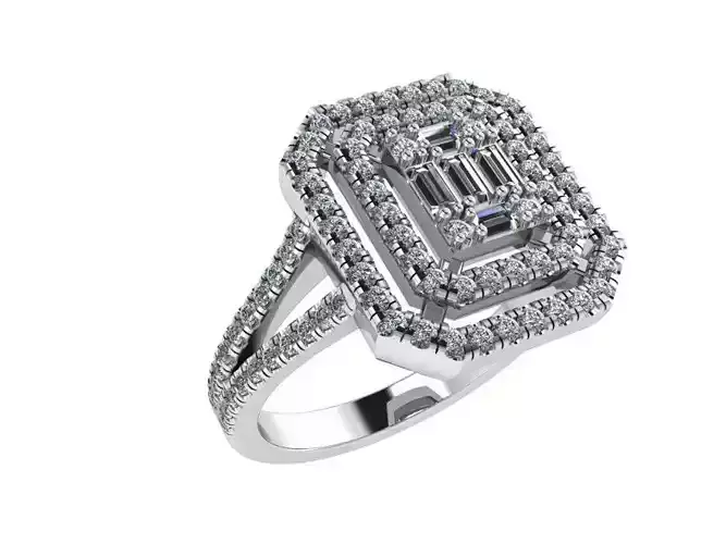 emerald halo illusion ring 0048 3D print model