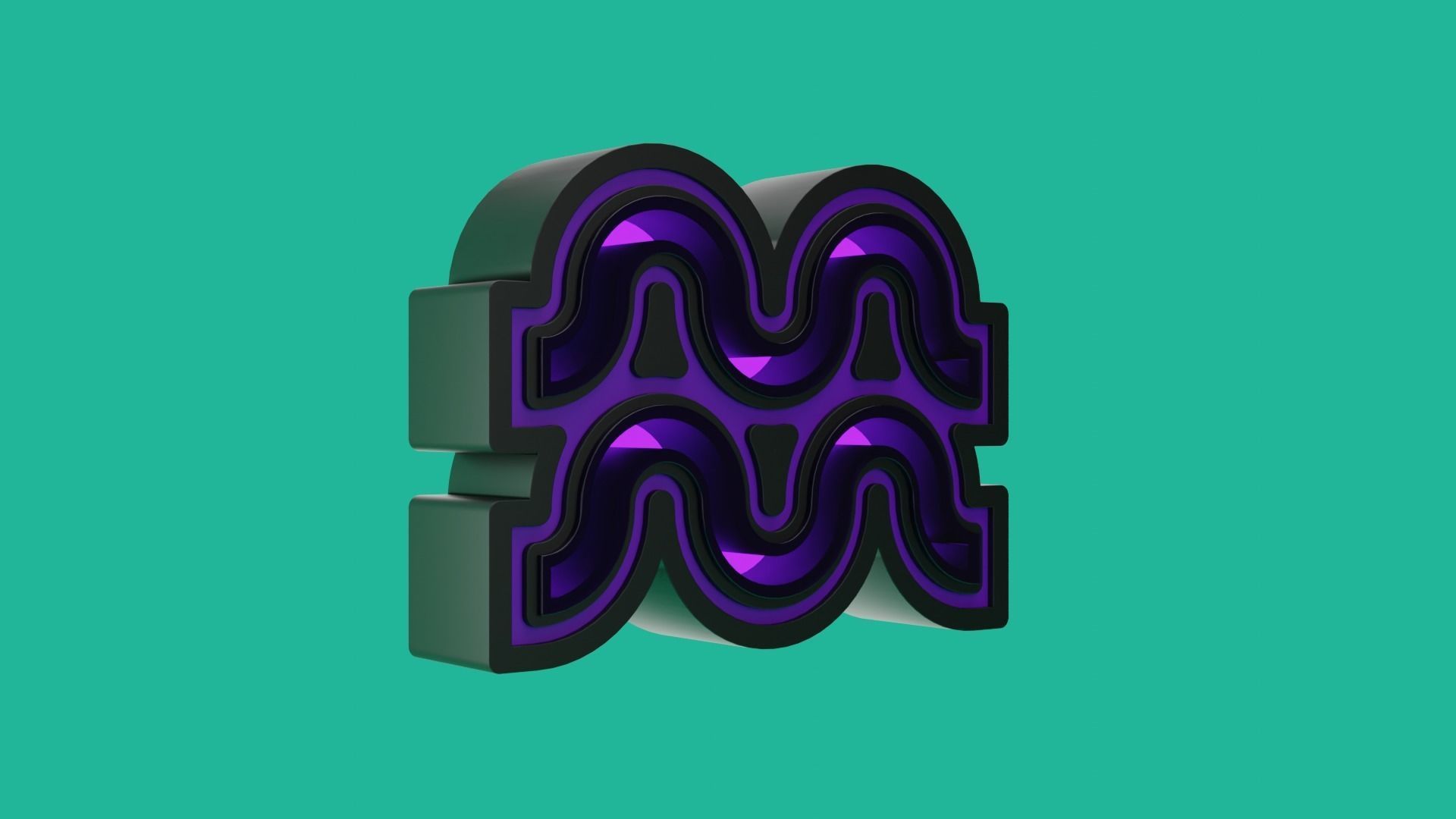 Fully Animated 3D Astrological Aquarius Sign Icon Low-poly 3D model_2
