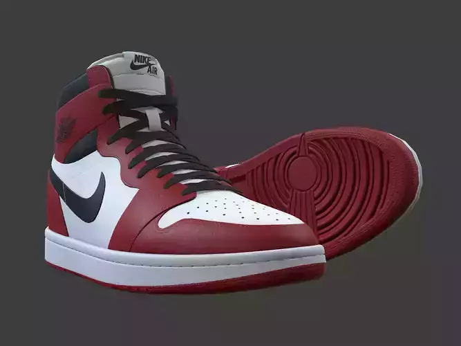 Air Jordan1-retro-HighTop sneakers Low-poly 3D model