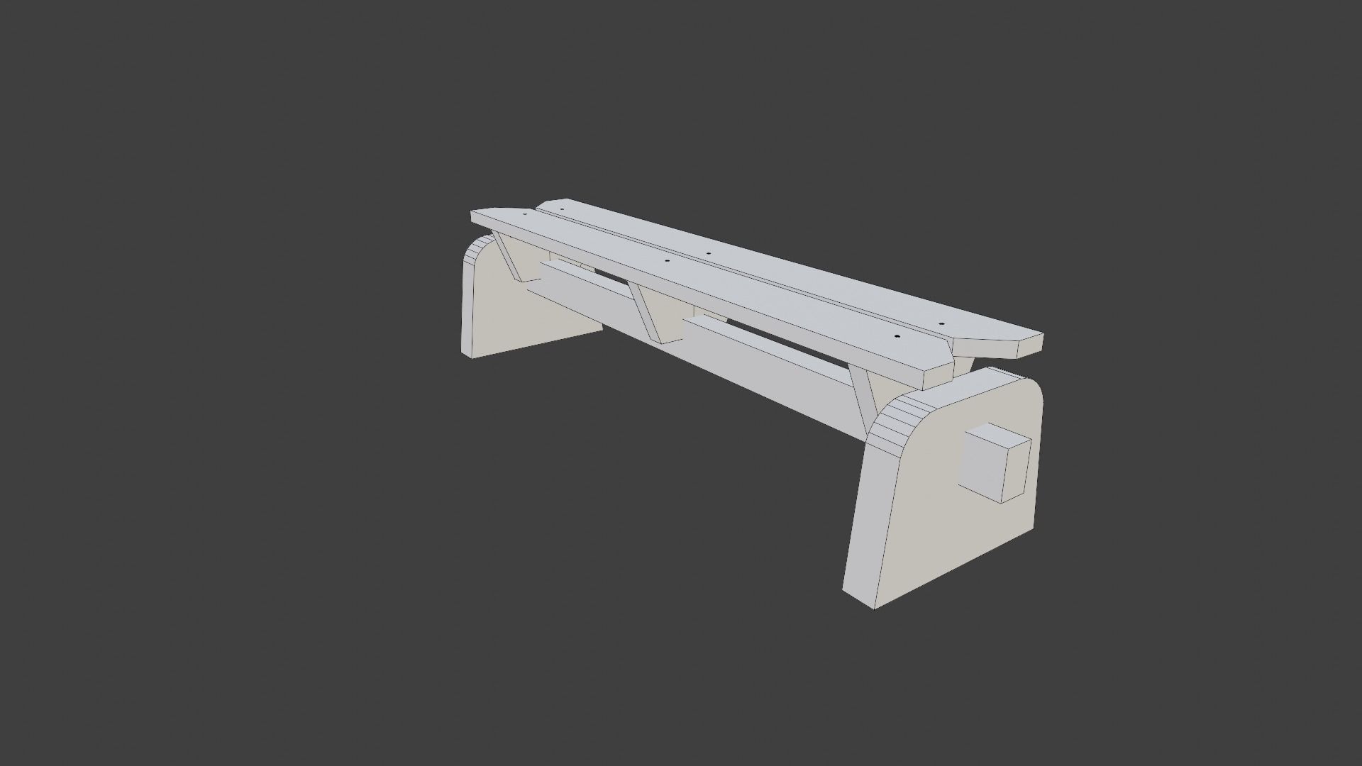 Long bench material is artificial wood concrete base 3D Low-poly 3D model_5
