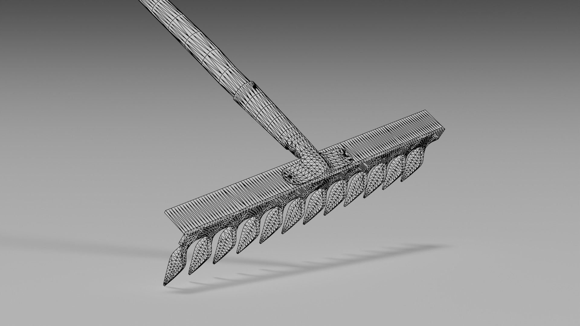 Old Rake Low-poly 3D model_7